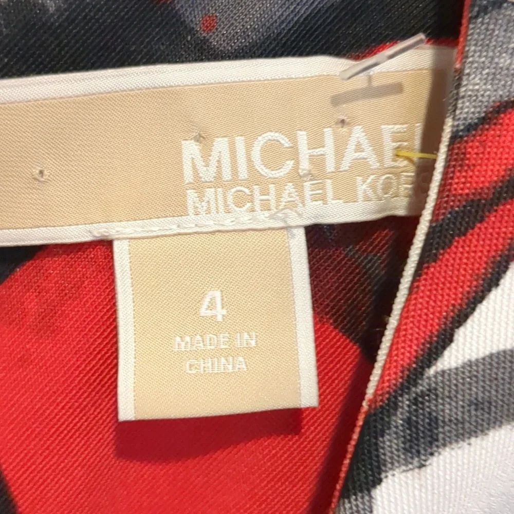 Michael Kors Red & Black Abstract Dress Size 4